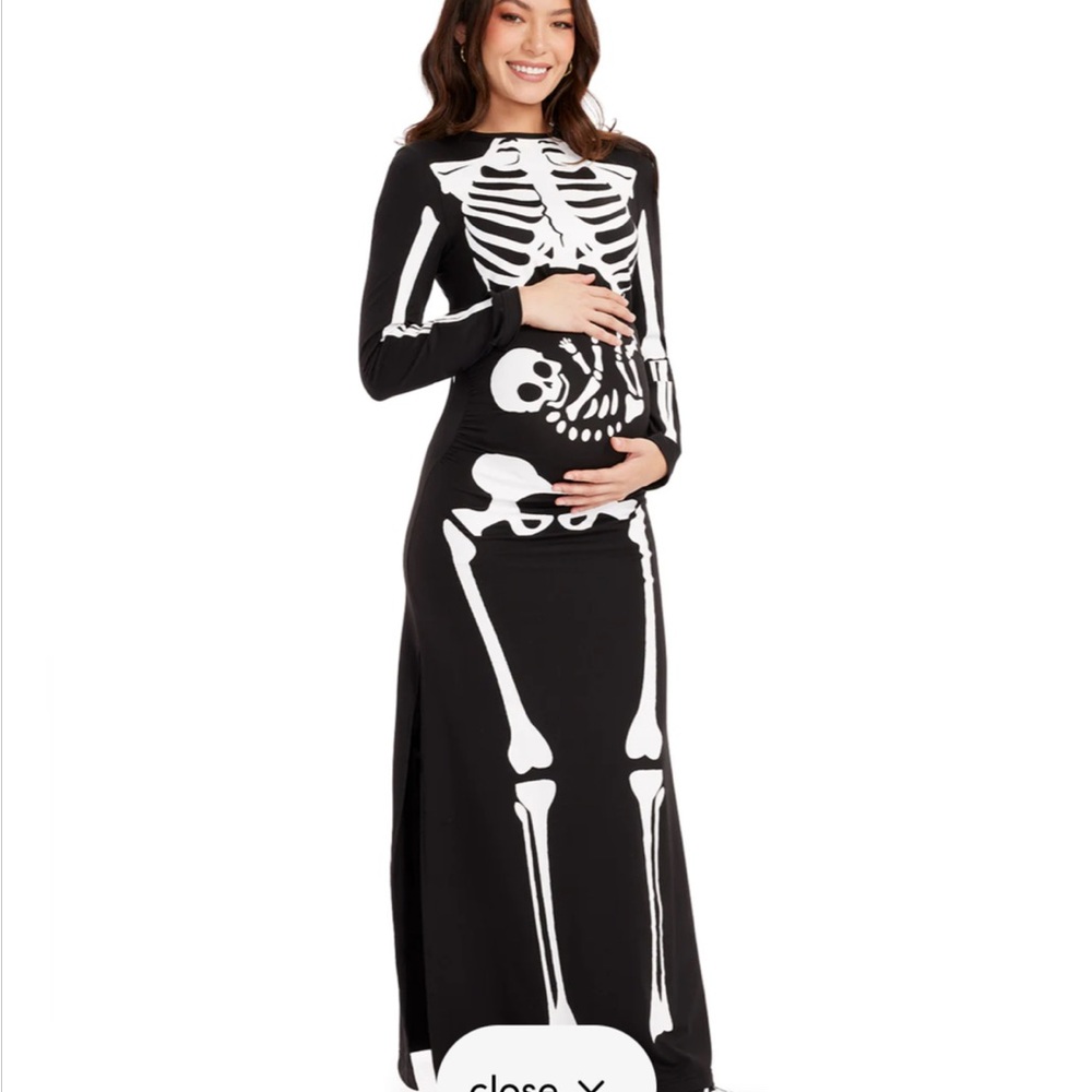 Maternity skeleton long sleeve dress costume mom baby
